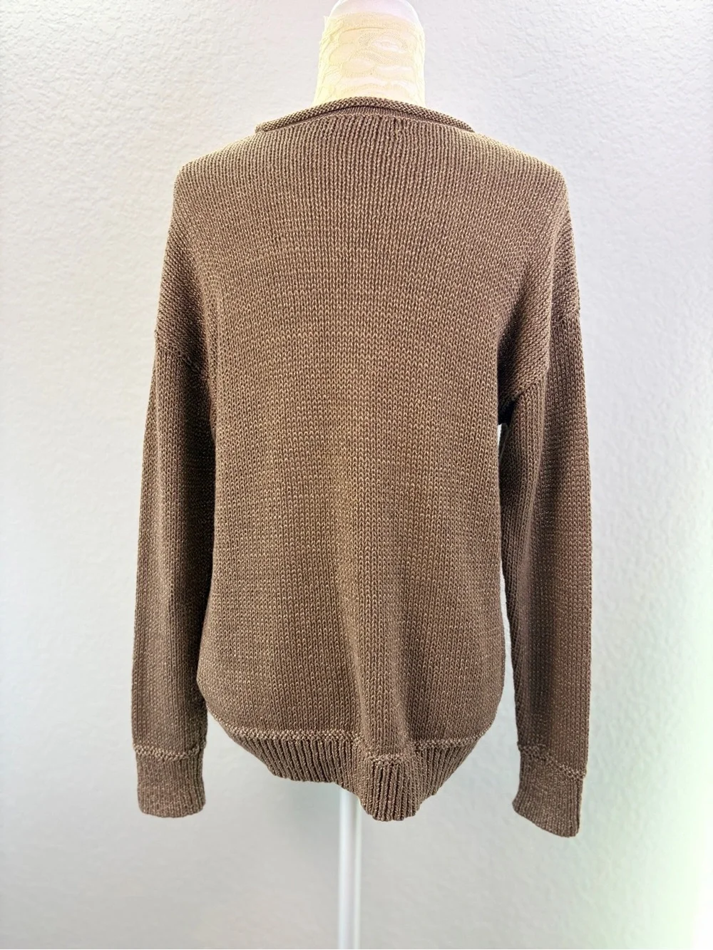 Lauren Ralph Lauren Rolled Neck Knit Sweater Gold Large